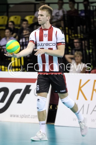  14.09.2017 KROSNO  <br />X MIEDZYNARODOWY TURNIEJ O PUCHAR PREZYDENTA MIASTA KROSNA<br />MECZ ASSECO RESOVIA - LOKOMOTIV CHARKOW <br />N/Z DOMINIK DEPOWSKI SYLWETKA <br /> 