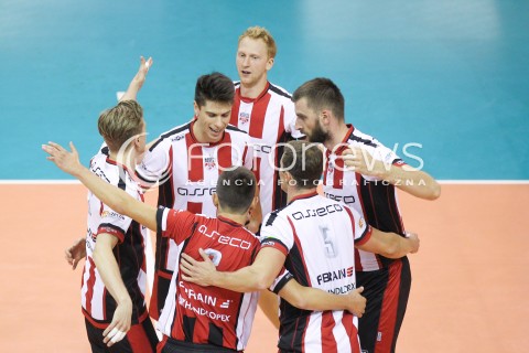  14.09.2017 KROSNO  <br />X MIEDZYNARODOWY TURNIEJ O PUCHAR PREZYDENTA MIASTA KROSNA<br />MECZ ASSECO RESOVIA - LOKOMOTIV CHARKOW <br />N/Z JAKUB JAROSZ ALEKSANDER SLIWKA MARCIN MOZDZONEK RADOSC EMOCJE <br /> 