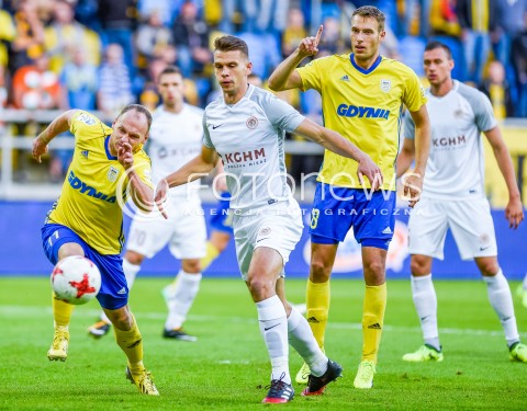  15.09.2017 GDYNIA <br />PILKA NOZNA - EKSTRAKLASA SEZON 2017/2018<br />MECZ ARKA GDYNIA - ZAGLEBIE LUBIN<br />N/Z RAFAL SIEMASZKO BARTOSZ KOPACZ<br /> 