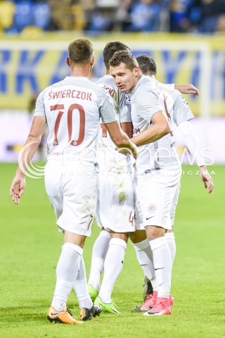  15.09.2017 GDYNIA <br />PILKA NOZNA - EKSTRAKLASA SEZON 2017/2018<br />MECZ ARKA GDYNIA - ZAGLEBIE LUBIN<br />N/Z PATRYK TUSZYNSKI RADOSC GOL BRAMKA NA 1:1<br /> 