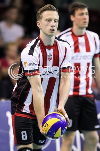  16.09.2017 KROSNO  <br />X MIEDZYNARODOWY TURNIEJ O PUCHAR PREZYDENTA MIASTA KROSNA<br />MECZ ASSECO RESOVIA - UPCAN SAN JUAN VOLLEY CLUB ARGENTYNA<br />N/Z ELVISS KRASTINS SYLWETKA <br /> 