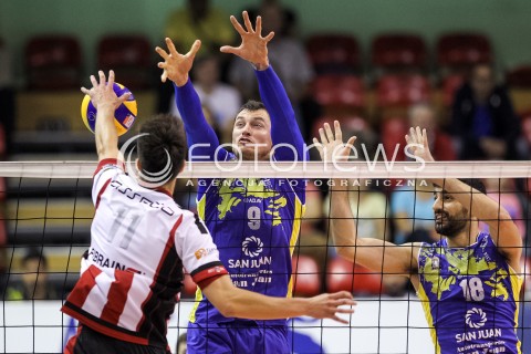  16.09.2017 KROSNO  <br />X MIEDZYNARODOWY TURNIEJ O PUCHAR PREZYDENTA MIASTA KROSNA<br />MECZ ASSECO RESOVIA - UPCAN SAN JUAN VOLLEY CLUB ARGENTYNA<br />N/Z ZBIGNIEW BARTMAN MARTIN RAMOS ALEKSANDER SLIWKA BLOK <br /> 