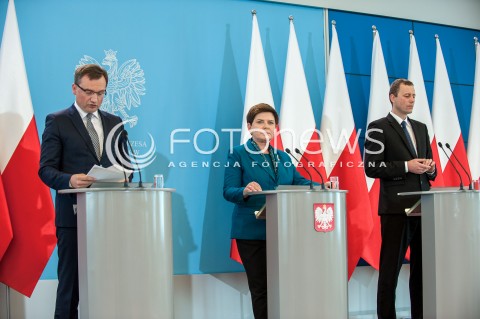  19.09.2017 WARSZAWA<br />KONFERENCJA PREMIER I MINISTRA SPRAWIEDLIWOSCI<br />N/Z ZBIGNIEW ZIOBRO BEATA SZYDLO MIKOLAJ WILD<br /> 