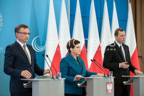  19.09.2017 WARSZAWA<br />KONFERENCJA PREMIER I MINISTRA SPRAWIEDLIWOSCI<br />N/Z ZBIGNIEW ZIOBRO BEATA SZYDLO MIKOLAJ WILD<br /> 