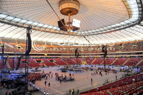  23.09.2017 WARSZAWA <br />ROZTANCZONY PGE NARODOWY<br />N/Z PRZYGOTOWANIA DO KONCERTU PLYTA STADIONU<br /> 