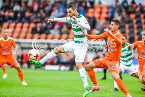  23.09.2017 NIECIECZA <br />PILKA NOZNA - EKSTRAKLASA SEZON 2017/2018<br />MECZ BRUK-BET TERMALICA NIECIECZA - LECHIA GDANSK<br />N/Z SIMEON SLAWCZEW PATRIK MISAK<br /> 