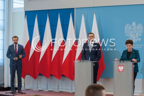  26.09.2017 WARSZAWA<br />KONFERENCJA PREMIER I MINISTRA FINANSOW<br />N/Z PREMIER BEATA SZYDLO MINISTER FINANSOW MATEUSZ MORAWIECKI RZECZNIK RAFAL BOCHENEK<br /> 