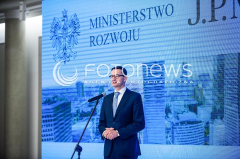  26.09.2017 WARSZAWA<br />KONFERENCJA MINISTRA ROZWOJU I J. P. MORGAN <br />N/Z MINISTER ROZWOJU MATEUSZ MORAWIECKI<br /> 