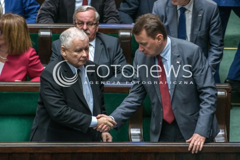 29.09.2017 WARSZAWA SEJM<br />POSIEDZENIE SEJMU<br />N/Z JAROSLAW KACZYNSKI MARIUSZ BLASZCZAK<br /> 