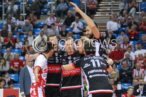  30.09.2017 RZESZOW<br />SIATKOWKA PLUSLIGA 2017/2018 MEN VOLLEYBALL POLAND POLISH PLUS LIGA LEAGUE SEASON 2017/2018<br />MECZ ASSECO RESOVIA RZESZOW - DAFI SPOLEM KIELCE <br />N/Z LUKAS TICHACEK ELVISS KRASTINS JAKUB JAROSZ MARCIN MOZDZONEK RADOSC EMOCJE <br /> 