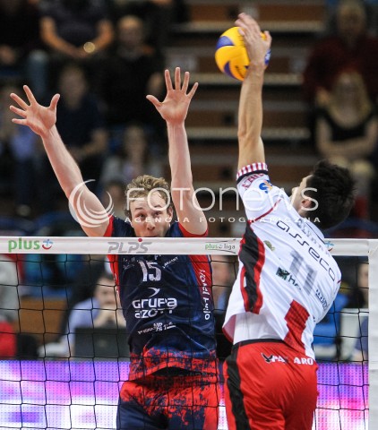  07.10.2017 RZESZOW<br />SIATKOWKA PLUSLIGA 2017/2018 MEN VOLLEYBALL POLAND POLISH PLUS LIGA LEAGUE SEASON 2017/2018<br />MECZ ASSECO RESOVIA RZESZOW - ZAKSA KEDZIERZYN KOZLE <br />N/Z SAM DEROO BLOK <br /> 