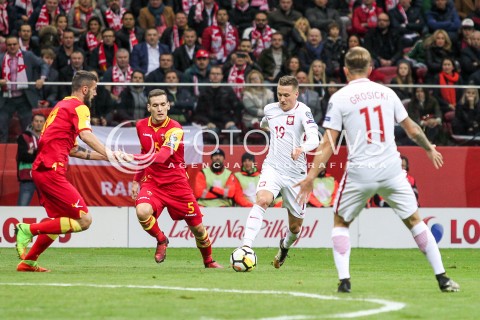  08.10.2017 WARSZAWA STADION NARODOWY <br />PILKA NOZNA REPREZENTACJA KWALIFIKACJE DO MISTRZOSTW SWIATA ROSJA 2018<br />Football European Qualifiers Fifa World Cup Russia 2018<br />MECZ POLSKA - CZARNOGORA ( Poland - Montenegro )<br />N/Z PIOTR ZIELINSKI <br /> 