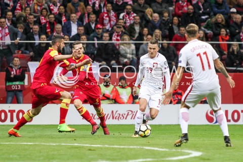  08.10.2017 WARSZAWA STADION NARODOWY <br />PILKA NOZNA REPREZENTACJA KWALIFIKACJE DO MISTRZOSTW SWIATA ROSJA 2018<br />Football European Qualifiers Fifa World Cup Russia 2018<br />MECZ POLSKA - CZARNOGORA ( Poland - Montenegro )<br />N/Z PIOTR ZIELINSKI <br /> 