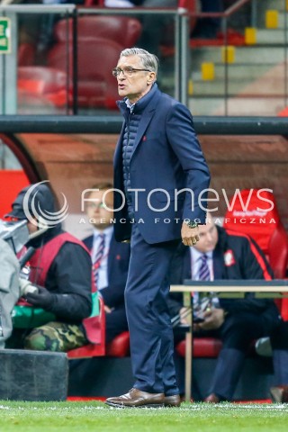  08.10.2017 WARSZAWA STADION NARODOWY <br />PILKA NOZNA REPREZENTACJA KWALIFIKACJE DO MISTRZOSTW SWIATA ROSJA 2018<br />Football European Qualifiers Fifa World Cup Russia 2018<br />MECZ POLSKA - CZARNOGORA ( Poland - Montenegro )<br />N/Z ADAM NAWALKA - I TRENER ( HEAD COACH ) SYLWETKA <br /> 