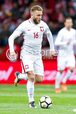  08.10.2017 WARSZAWA STADION NARODOWY <br />PILKA NOZNA REPREZENTACJA KWALIFIKACJE DO MISTRZOSTW SWIATA ROSJA 2018<br />Football European Qualifiers Fifa World Cup Russia 2018<br />MECZ POLSKA - CZARNOGORA ( Poland - Montenegro )<br />N/Z JAKUB BLASZCZYKOWSKI SYLWETKA <br /> 