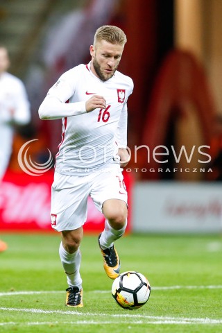  08.10.2017 WARSZAWA STADION NARODOWY <br />PILKA NOZNA REPREZENTACJA KWALIFIKACJE DO MISTRZOSTW SWIATA ROSJA 2018<br />Football European Qualifiers Fifa World Cup Russia 2018<br />MECZ POLSKA - CZARNOGORA ( Poland - Montenegro )<br />N/Z JAKUB BLASZCZYKOWSKI SYLWETKA <br /> 