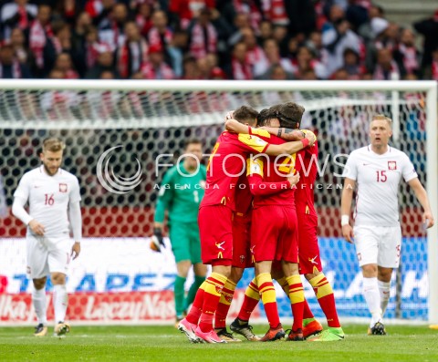  08.10.2017 WARSZAWA STADION NARODOWY <br />
PILKA NOZNA REPREZENTACJA KWALIFIKACJE DO MISTRZOSTW SWIATA ROSJA 2018<br />
Football European Qualifiers Fifa World Cup Russia 2018<br />
MECZ POLSKA - CZARNOGORA ( Poland - Montenegro )<br />
N/Z ZARKO TOMASEVIC RADOSC BRAMKA GOL NA 2:2 ZLOSC EMOCJE <br />
 