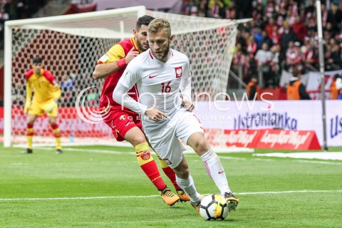  08.10.2017 WARSZAWA STADION NARODOWY <br />
PILKA NOZNA REPREZENTACJA KWALIFIKACJE DO MISTRZOSTW SWIATA ROSJA 2018<br />
Football European Qualifiers Fifa World Cup Russia 2018<br />
MECZ POLSKA - CZARNOGORA ( Poland - Montenegro )<br />
N/Z JAKUB BLASZCZYKOWSKI <br />
 