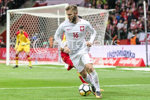  08.10.2017 WARSZAWA STADION NARODOWY <br />
PILKA NOZNA REPREZENTACJA KWALIFIKACJE DO MISTRZOSTW SWIATA ROSJA 2018<br />
Football European Qualifiers Fifa World Cup Russia 2018<br />
MECZ POLSKA - CZARNOGORA ( Poland - Montenegro )<br />
N/Z JAKUB BLASZCZYKOWSKI <br />
 