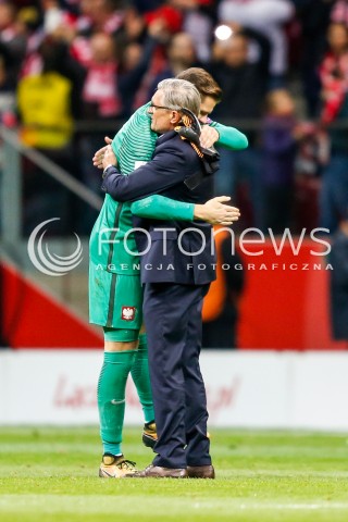  08.10.2017 WARSZAWA STADION NARODOWY <br />
PILKA NOZNA REPREZENTACJA KWALIFIKACJE DO MISTRZOSTW SWIATA ROSJA 2018<br />
Football European Qualifiers Fifa World Cup Russia 2018<br />
MECZ POLSKA - CZARNOGORA ( Poland - Montenegro )<br />
N/Z AWANS WYGRANA ZWYCIESTWO RADOSC EMOCJE ADAM NAWALKA - I TRENER ( HEAD COACH ) WOJCIECH SZCZESNY<br />
 