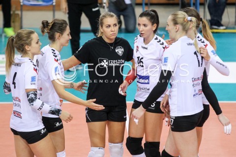  08.10.2017 RZESZOW <br />SIATKOWKA KOBIET SEZON 2017/2018 <br />V MIEDZYNARODOWY TURNIEJ O PUCHAR FIRMY DEVELOPRES<br />MECZ RC CANNES ? DEVELOPRES SKYRES RZESZOW <br />N/Z POLA NOWAKOWSKA KLAUDIA KACZOROWSKA JELENA BLAGOJEVIC RADOSC EMOCJE<br /> 