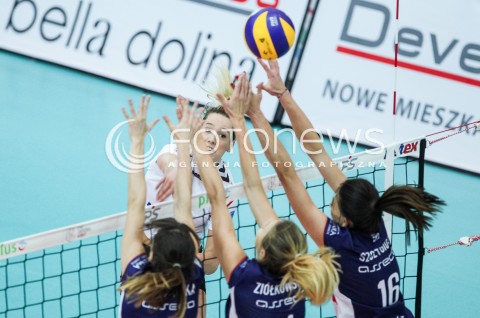  14.10.2017 RZESZOW <br />SIATKOWKA LIGA SIATKOWKI KOBIET LSK 2017/2018 WOMEN VOLLEYBALL POLAND POLISH LEAGUE <br />MECZ DEVELOPRES SKYRES RZESZOW - KS PALAC BYDGOSZCZ <br />N/Z HELENE ROUSSEAUX <br /> 