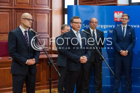  16.10.2017 WARSZAWA<br />KONFERENCJA MINISTRA SPRAWIEDLIWOSCI W SADZIE OKREGOWYM<br />N/Z ZBIGNIEW ZIOBRO PAWEL IWANIUK MICHAL WOS<br /> 