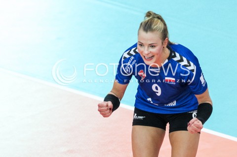  21.10.2017 RZESZOW POLAND<br />SIATKOWKA LIGA MISTRZYN <br />2018 CEV VOLLEYBALL CHAMPIONS LEAGUE - WOMEN <br />MECZ DEVELOPRES SKYRES RZESZOW - HAPOEL KFAR SABA <br />N/Z AGATA SAWICKA RADOSC EMOCJE SYLWETKA <br /> 
