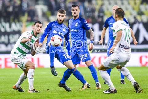  21.10.2017 GDANSK <br />PILKA NOZNA - EKSTRAKLASA SEZON 2017/2018<br />MECZ LECHIA GDANSK - LECH POZNAN<br />N/Z MIHAI RADUT JOAO NUNES<br /> 