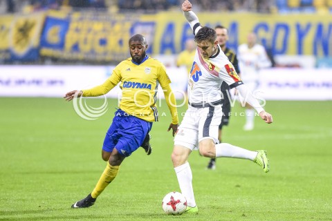  22.10.2017 GDYNIA <br />PILKA NOZNA - EKSTRAKLASA SEZON 2017/2018<br />MECZ ARKA GDYNIA - JAGIELLONIA BIALYSTOK<br />N/Z FEDOR CERNYCH YANNICK SAMBEA<br /> 