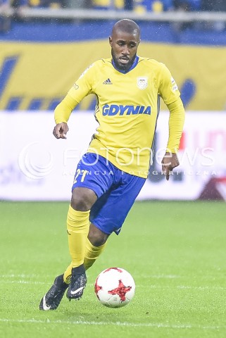  22.10.2017 GDYNIA <br />PILKA NOZNA - EKSTRAKLASA SEZON 2017/2018<br />MECZ ARKA GDYNIA - JAGIELLONIA BIALYSTOK<br />N/Z YANNICK SAMBEA<br /> 