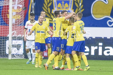  22.10.2017 GDYNIA <br />PILKA NOZNA - EKSTRAKLASA SEZON 2017/2018<br />MECZ ARKA GDYNIA - JAGIELLONIA BIALYSTOK<br />N/Z RAFAL SIEMASZKO ARKA GDYNIA GOL RADOSC BRAMKA<br /> 