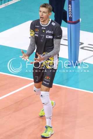  28.10.2017 RZESZOW <br />SIATKOWKA PLUS LIGA 2017/2018 MEN VOLLEYBALL POLAND POLISH PLUSLIGA LEAGUE SEASON 2017/18 <br />MECZ ASSECO RESOVIA RZESZOW - TREFL GDANSK <br />N/Z DAMIAN SCHULZ RADOSC EMOCJE SYLWETKA <br /> 