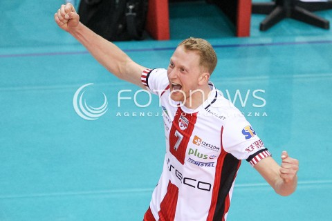  28.10.2017 RZESZOW <br />SIATKOWKA PLUS LIGA 2017/2018 MEN VOLLEYBALL POLAND POLISH PLUSLIGA LEAGUE SEASON 2017/18 <br />MECZ ASSECO RESOVIA RZESZOW - TREFL GDANSK <br />N/Z JAKUB JAROSZ RADOSC EMOCJE SYLWETKA <br /> 