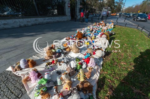  31.10.2017 WARSZAWA<br />PROTEST PLUSZOWYCH MISIOW FUNDACJI DZIEWCZYNKA Z ZAPALKAMI PRZED MINISTERSTWEM SPRAWIEDLIWOSCI W WARSZAWIE <br />N/Z ZABAWKI PLUSZAKI MASKOTKI<br /> 