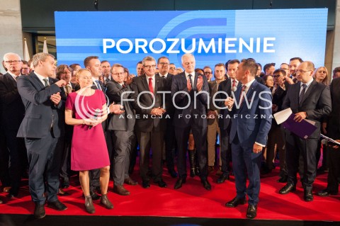  04.11.2017 WARSZAWA<br />KONWENCJA ZALOZYCIELSKA PARTII POROZUMIENIE<br />N/Z CZLONKOWIE PARTII JAROSLAW GOWIN JADWIGA EMILEWICZ ZBIGNIEW GRYGLAS ADAM BIELAN MAGDALENA BLENSKA JACEK ZALEK ROBERT ARNACKI<br /> 