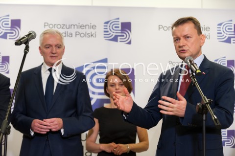  04.11.2017 WARSZAWA<br />KONWENCJA ZALOZYCIELSKA PARTII POROZUMIENIE<br />N/Z JAROSLAW GOWIN MARIUSZ BLASZCZAK JADWIGA EMILEWICZ<br /> 