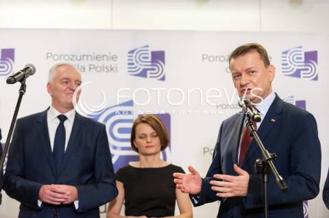  04.11.2017 WARSZAWA<br />KONWENCJA ZALOZYCIELSKA PARTII POROZUMIENIE<br />N/Z JAROSLAW GOWIN MARIUSZ BLASZCZAK JADWIGA EMILEWICZ<br /> 