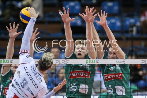  04.11.2017 RZESZOW<br />SIATKOWKA PLUSLIGA 2017/2018 MEN VOLLEYBALL POLAND POLISH PLUS LIGA LEAGUE SEASON 2017/2018<br />MECZ ASSECO RESOVIA RZESZOW - INDYKPOL AZS OLSZTYN <br />N/Z JAKUB KOCHANOWSKI ROBBERT ANDRINGA BLOK <br /> 