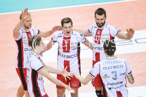  04.11.2017 RZESZOW<br />SIATKOWKA PLUSLIGA 2017/2018 MEN VOLLEYBALL POLAND POLISH PLUS LIGA LEAGUE SEASON 2017/2018<br />MECZ ASSECO RESOVIA RZESZOW - INDYKPOL AZS OLSZTYN <br />N/Z MICHAL KEDZIERSKI MARCIN MOZDZONEK JAKUB JAROSZ RADOSC EMOCJE <br /> 