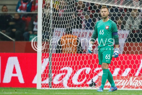  10.11.2017 WARSZAWA STADION NARODOWY <br />PILKA NOZNA REPREZENTACJA MECZ TOWARZYSKI<br />Football Friendly match <br />MECZ POLSKA - URUGWAJ ( Poland - URUGUAY ) <br />N/Z ARTUR BORUC SYLWETKA <br /> 