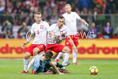  10.11.2017 WARSZAWA STADION NARODOWY <br />PILKA NOZNA REPREZENTACJA MECZ TOWARZYSKI<br />Football Friendly match <br />MECZ POLSKA - URUGWAJ ( Poland - URUGUAY ) <br />N/Z JACEK GORALSKI JAROSLAW JACH GASTON PEREIRO <br /> 