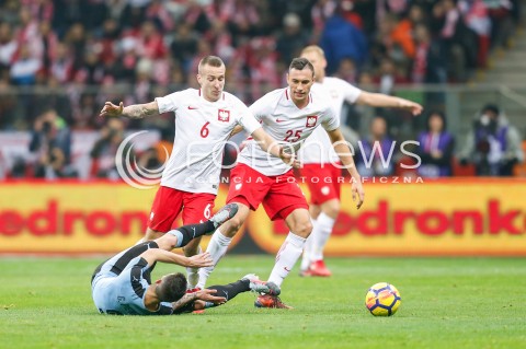 10.11.2017 WARSZAWA STADION NARODOWY <br />PILKA NOZNA REPREZENTACJA MECZ TOWARZYSKI<br />Football Friendly match <br />MECZ POLSKA - URUGWAJ ( Poland - URUGUAY ) <br />N/Z JACEK GORALSKI JAROSLAW JACH GASTON PEREIRO <br /> 