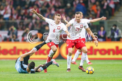  10.11.2017 WARSZAWA STADION NARODOWY <br />PILKA NOZNA REPREZENTACJA MECZ TOWARZYSKI<br />Football Friendly match <br />MECZ POLSKA - URUGWAJ ( Poland - URUGUAY ) <br />N/Z JACEK GORALSKI JAROSLAW JACH GASTON PEREIRO <br /> 