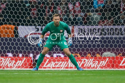  10.11.2017 WARSZAWA STADION NARODOWY <br />PILKA NOZNA REPREZENTACJA MECZ TOWARZYSKI<br />Football Friendly match <br />MECZ POLSKA - URUGWAJ ( Poland - URUGUAY ) <br />N/Z ARTUR BORUC SYLWETKA <br /> 