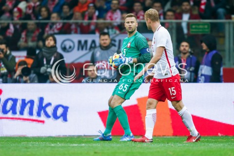  10.11.2017 WARSZAWA STADION NARODOWY <br />PILKA NOZNA REPREZENTACJA MECZ TOWARZYSKI<br />Football Friendly match <br />MECZ POLSKA - URUGWAJ ( Poland - URUGUAY ) <br />N/Z ARTUR BORUC SYLWETKA <br /> 