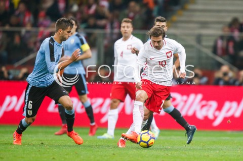  10.11.2017 WARSZAWA STADION NARODOWY <br />PILKA NOZNA REPREZENTACJA MECZ TOWARZYSKI<br />Football Friendly match <br />MECZ POLSKA - URUGWAJ ( Poland - URUGUAY ) <br />N/Z GRZEGORZ KRYCHOWIAK RODRIGO BENTANCUR <br /> 