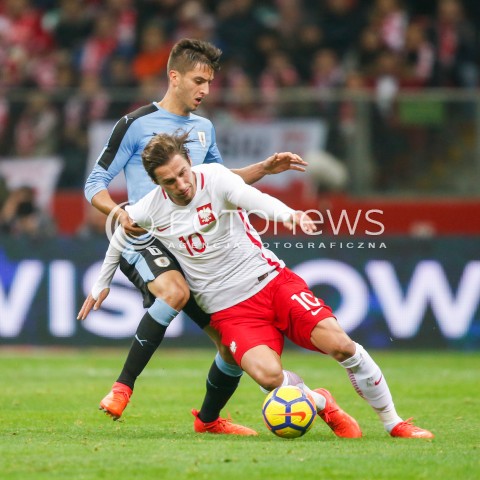  10.11.2017 WARSZAWA STADION NARODOWY <br />PILKA NOZNA REPREZENTACJA MECZ TOWARZYSKI<br />Football Friendly match <br />MECZ POLSKA - URUGWAJ ( Poland - URUGUAY ) <br />N/Z GRZEGORZ KRYCHOWIAK RODRIGO BENTANCUR <br /> 