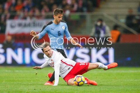 10.11.2017 WARSZAWA STADION NARODOWY <br />PILKA NOZNA REPREZENTACJA MECZ TOWARZYSKI<br />Football Friendly match <br />MECZ POLSKA - URUGWAJ ( Poland - URUGUAY ) <br />N/Z GRZEGORZ KRYCHOWIAK RODRIGO BENTANCUR <br /> 
