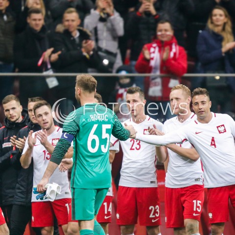  10.11.2017 WARSZAWA STADION NARODOWY <br />PILKA NOZNA REPREZENTACJA MECZ TOWARZYSKI<br />Football Friendly match <br />MECZ POLSKA - URUGWAJ ( Poland - URUGUAY ) <br />N/Z ARTUR BORUC THIAGO CIONEK KAMIL GLIK KAMIL WILCZEK MACIEJ RYBUS ZAKONCZENIE KONIEC REPREZENTACYJNEJ KARIERY<br /> 